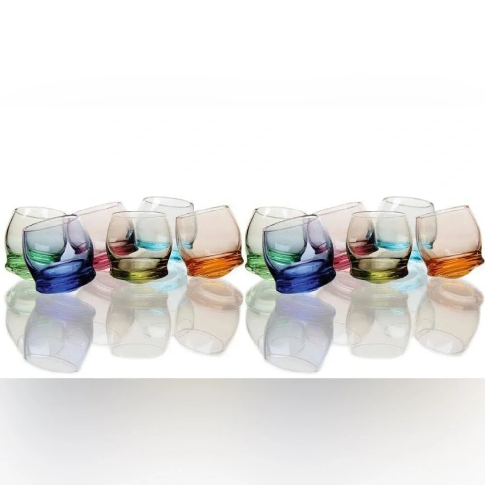 Colored glass moon dance shot glasses